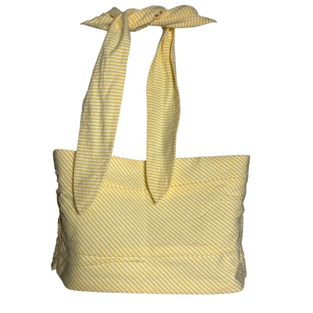 Bernadette Marilyn Striped Cotton Seersucker Halter Top Yellow Size 8 Medium 38 - Picture 4 of 9